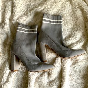 Grey chunky heeled sock boots size 6